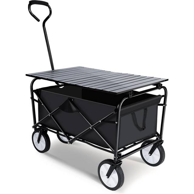 YSSOA Collapsible Garden CartWagon with Aluminum Alloy Table Heavy Duty Folding Wagon with Aluminum Table Plate Wagon Cart for