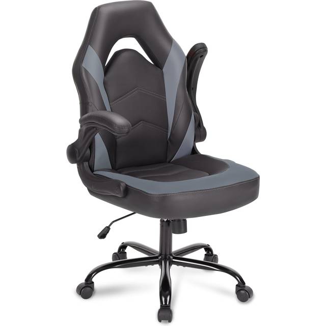 DUMOS Ergonomic Computer Gaming Chair - Home Office Desk with PU Leather Lumbar Support, Height Adjustable Big and Tall Video Game with Flip-up
