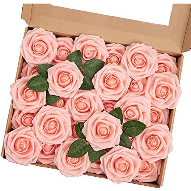 MACTING Artificial Roses Flowers  30pcs Real Touch Fake Flowers with Stems  Foam Roses for Mothers Day DIY Bouquets Wedding Party Baby Shower Home Dec