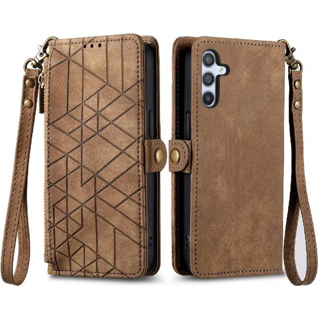 (Brown) Flip Case For Samsung Galaxy A54 5G Simple Business Shockproof Leather Case Wallet Flip Cover