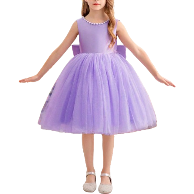 SHEIN Young Girl Pearl Decor Bow Tie Back Deep V Party Dress, Princess Gown Suitable For Birthday, Valentine&#39;s Day, Prom, Masquerade Ball, Holiday Celebrati