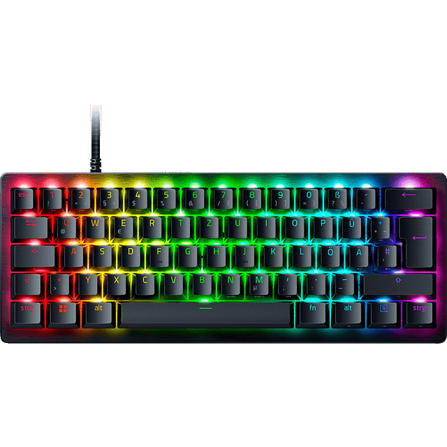 Razer Huntsman V3 Pro Mini – Analogt optiskt e-sporttangentbord i 60 procent format (snabblåsläge, Snap Tap, multifunktionsknappar, kompakt form, Doubleshot PBT-tangentkåpor) DE-layout, svart