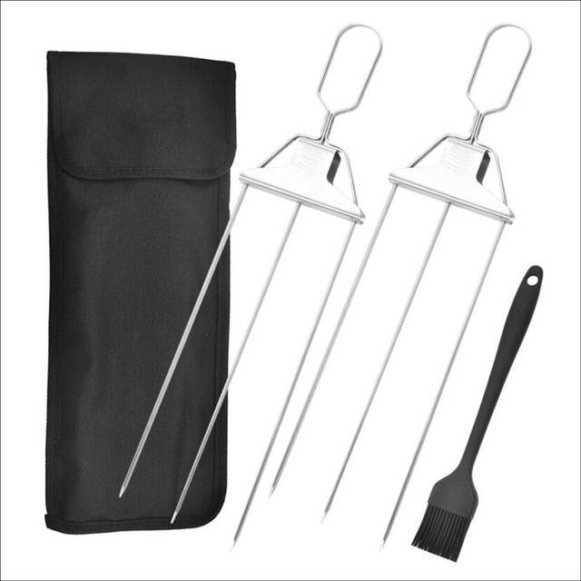 Skewers for Kabobs,15 Inch 3- Kabob Skewers for Grilling,Stainless Steel Skewer,with Push Bar Reusable Metal Skewer