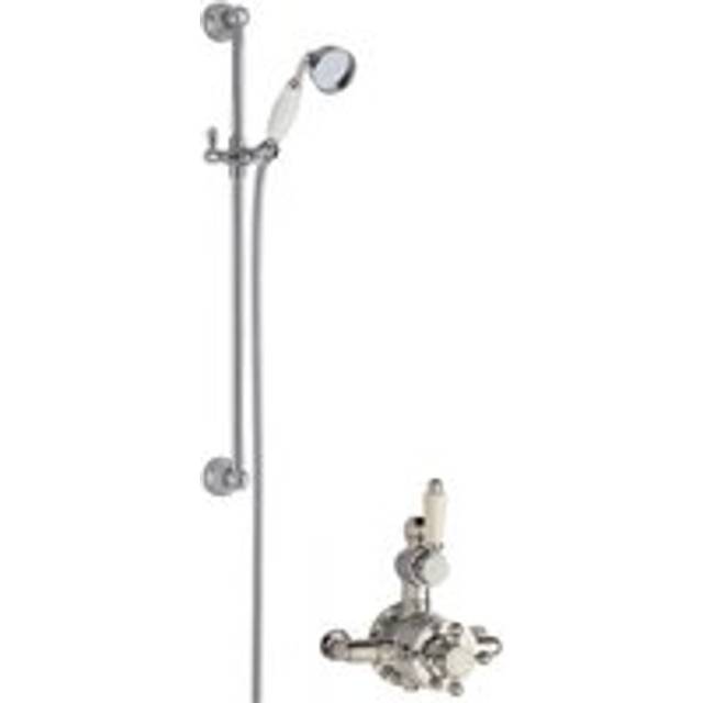 Traditional Concealed Twin Valve & Slide Rail Shower Set - Chrome/White - Balterley