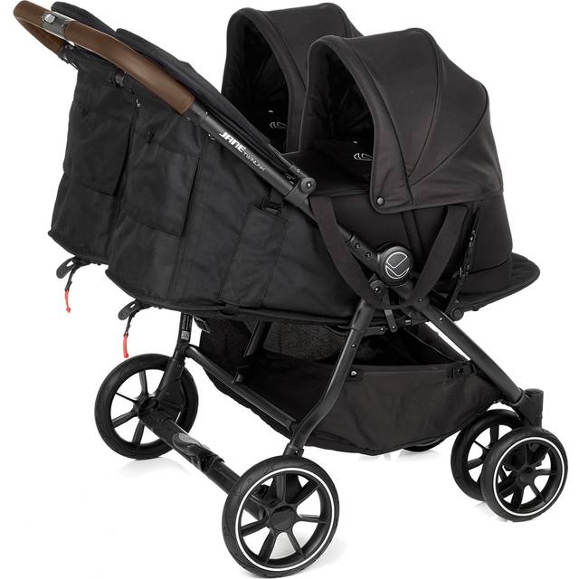 Jane Twinlink Pushchair + 2 Smart Carrycots - Black