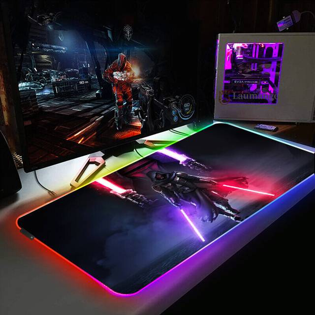 (a-HC010078 RGB 250x350x3mm) Mouse Pad With Backlight Stars Wars Rgb Deskmat Custom Pc Gamer Cabinets Gamer Carpet Keyboards Accessories Large Anime M