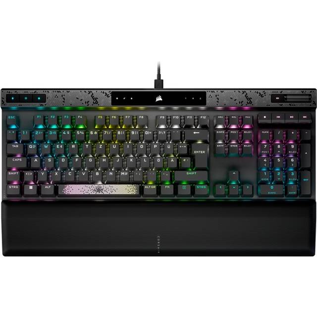 CORSAIR K70 MAX RGB magnetiskt-mekaniskt trådbundet speltangentbord - Justerbara MGX-omkopplare - PBT Double Shot Keycaps - iCUE-kompatibel - PC, PS5, PS4, Xbox - QWERTZ DE - Stålgrå