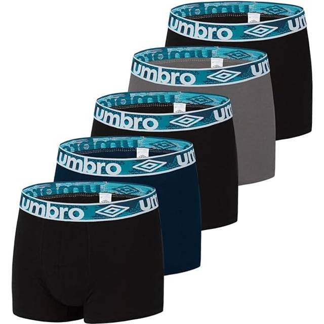 Umbro Herrkalsonger 100% bomull, boxershorts, hållbara, naturliga (5 st), svart, M