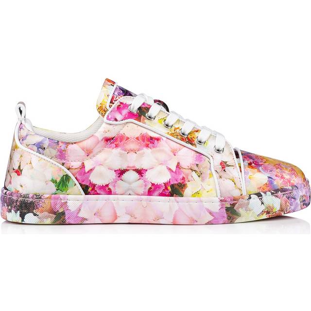 Christian Louboutin - Louis Junior Orlato Leather-Trimmed Floral-Print Satin-Crepe Sneakers - Men - Pink - EU 43