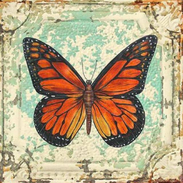5D DIY Diamond Orange Butterfly Cross Stitch Diamond Embroidery Mosaic Diamond Home Decor 30x30CM