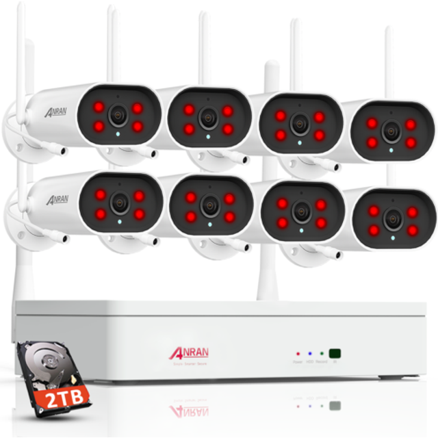 Anran 4mp Solar Security Camera System Battery Spotlight Wireless Night Vision
