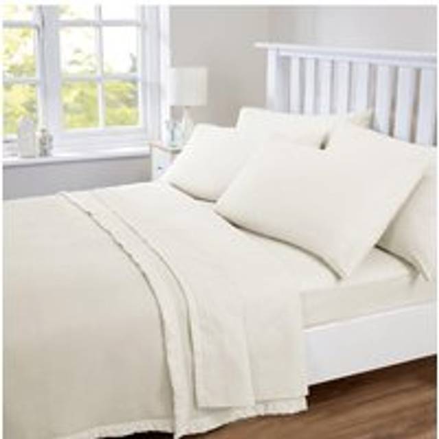 Plain Poly/Cotton Sheet Set - Ecru - Single