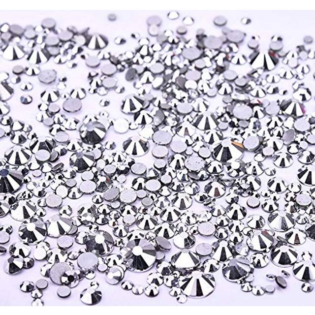 Jollin 3456pcs Flatback Rhinestones Glass Charms Diamantes Gems Stones for Nail Art 6 Size ss4~ss12 Silver