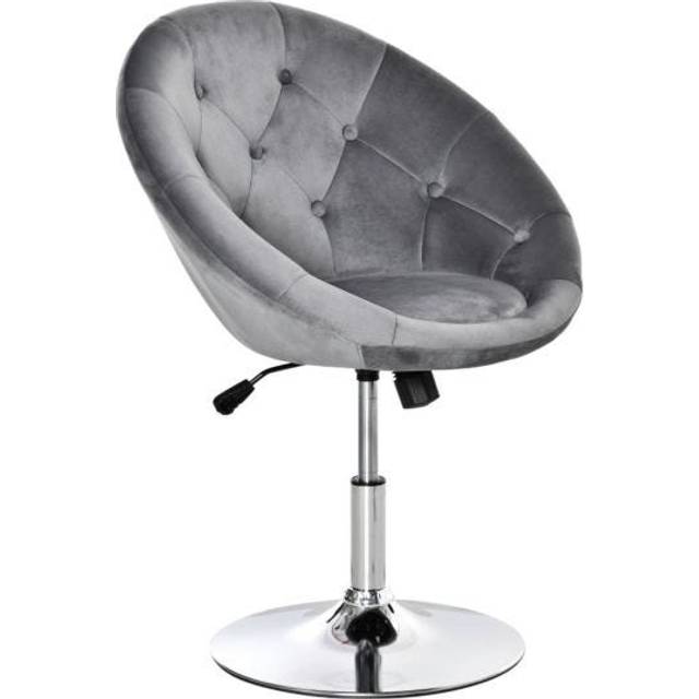 HOMCOM Swivel Dining Height Bar Stool Adjustable Armless Tub Chair Grey