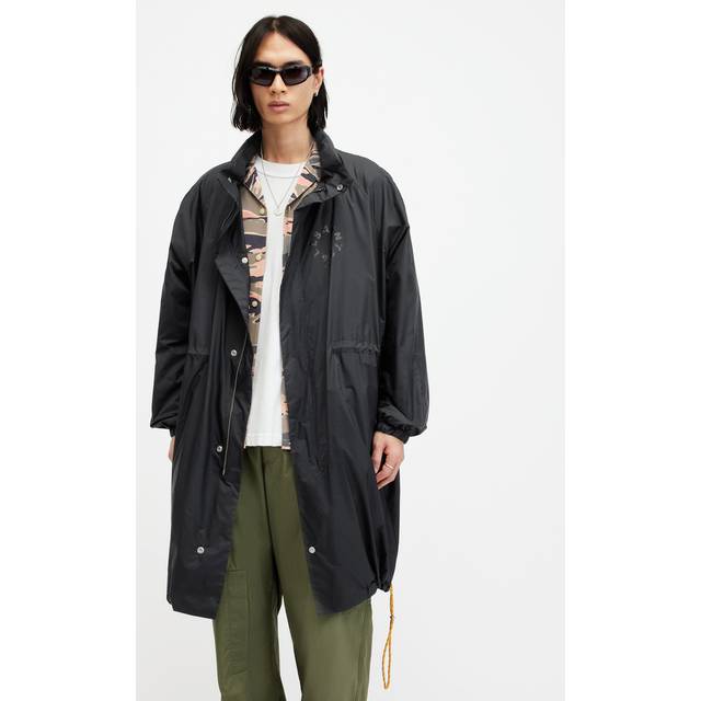 Tierra Lightweight Logo Print Parka Coat - Black (XXL)