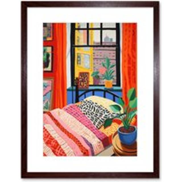 Wall Art Print The Artist's Bedroom Henri Matisse Style Vibrant Patterns Colourful Oil Painting Artwork Framed 9X7 Inch - Brown - W7 inch x H9 inch
