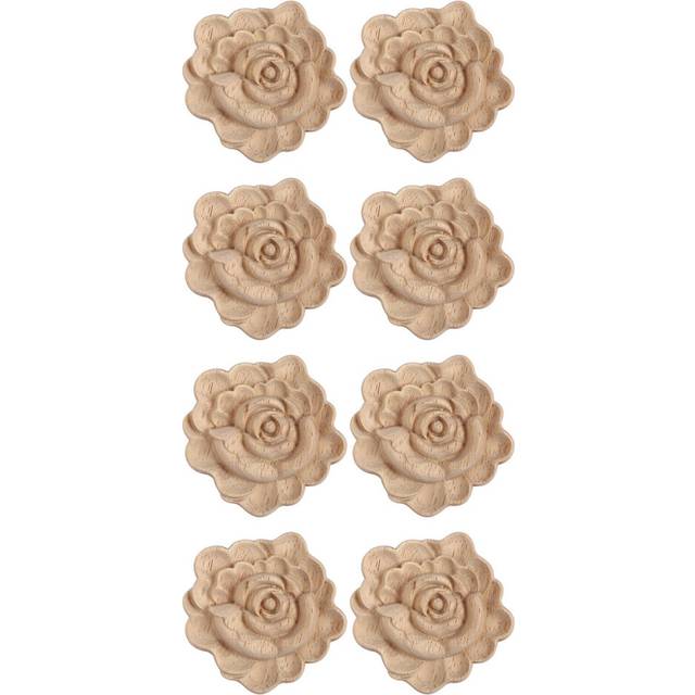 4X Furniture Wood Carving Appliques Vintage Nautical Decor Cabinet Door Solid Decals Flowers Pattern Carved Wooden