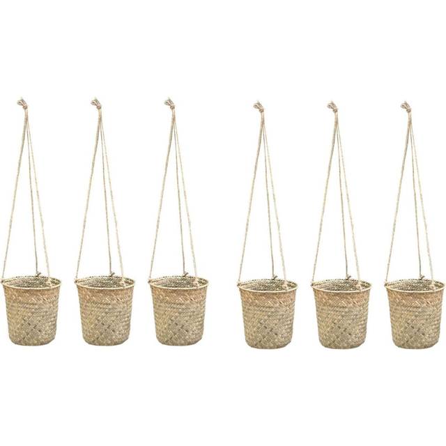 6-Piece Hand-Woven Storage Basket Wicker Hanging Flower Pot Basket Plant Basket Indoor and Outdoor Flower Container