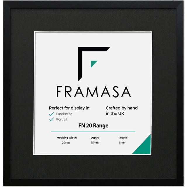 (Black Frame Black Mount, 14x14 Pic (16x16 Frame)) Thin Matt Picture Frames Black Photo Frames Poster Frames With Black, White or Ivory Mounts