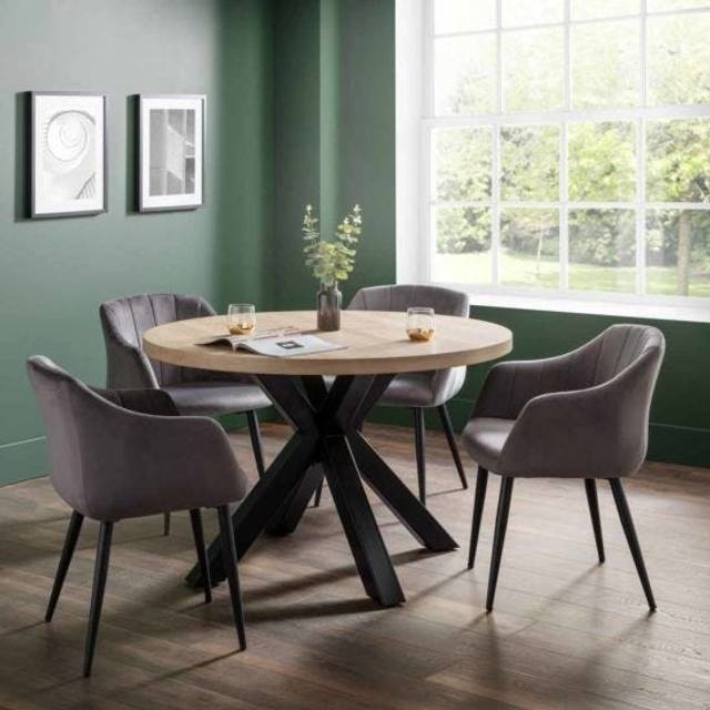 Julian Bowen Set Of Berwick Round Table And 4 Hobart Chairs, Brown
