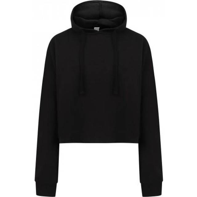 (S, Black) SF Womens/Ladies Slounge Crop Hoodie