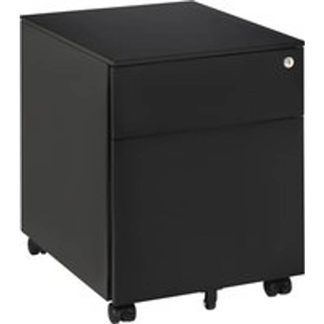 Vinsetto Steel Vertical File Cabinet, Lockable with Pencil Tray and Casters, for A4, Letters, Legal Files, 39 x 48 x 48.5cm Aosom UK