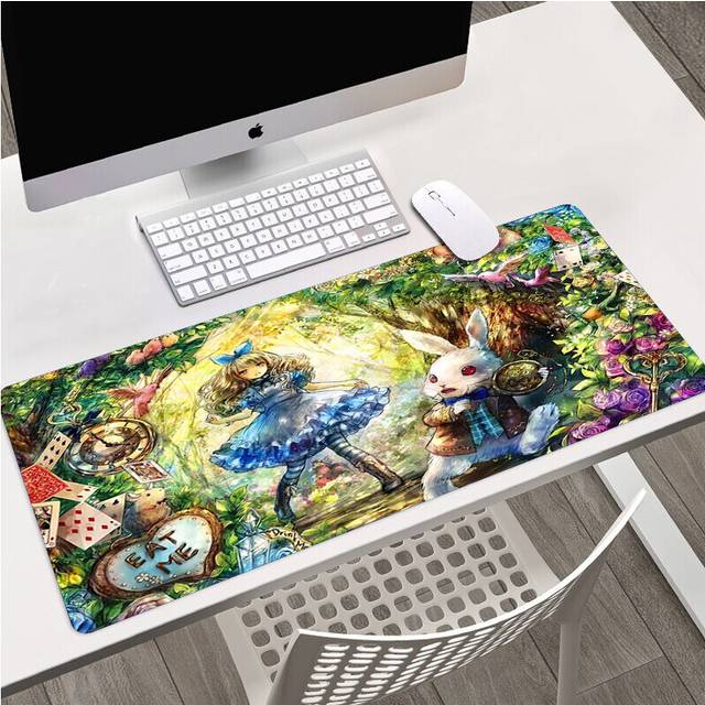 (a-LMP-011 290x250x2mm) Disney Cheshire Cat Alice In Wonderland HD Printing Mouse Pad Computer Pc Gamer Large Desk Pads Computer Lock Edge Keyboard Ma