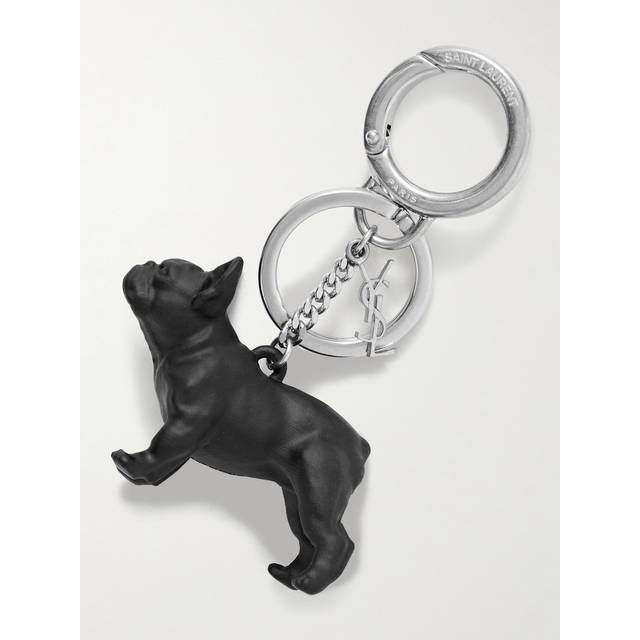 SAINT LAURENT - Silver-Tone and Resin Key Fob - Men - Black