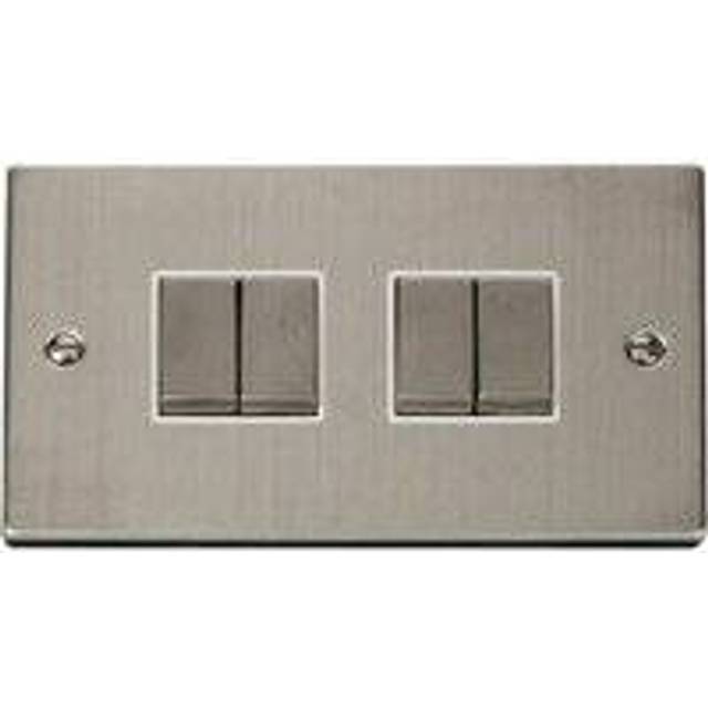 Stainless Steel 10A 4 Gang 2 Way Ingot Light Switch - White Trim - SE Home