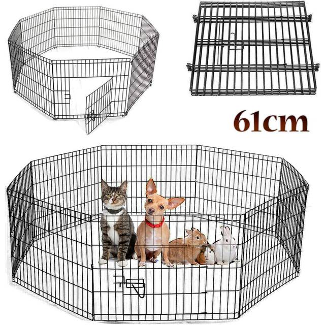 61CM Dog Pet Pen 8 Panel Metal Puppy Playpen Run Cage Fence Enclosure