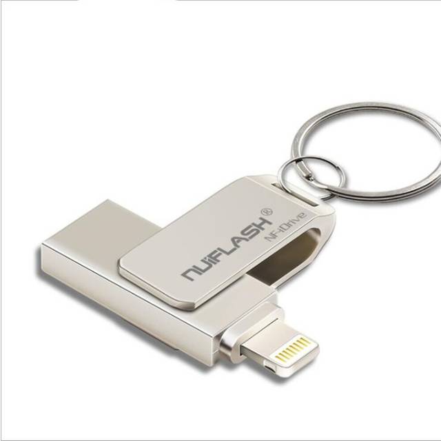 USB Flash Drive For iPhone X/8/7/7 Plus/6/6s/5/SE/ipad 2 IN 1 Pen Drive Memory Stick 64GB metal Pendrive usb 2.0