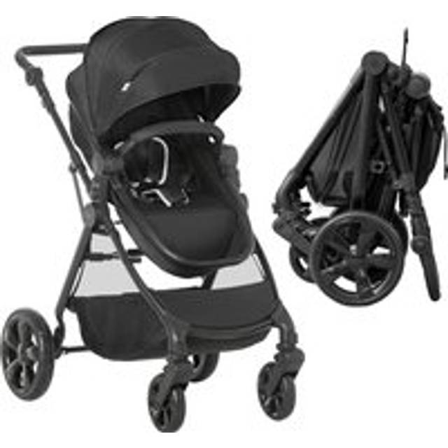 Homcom 2 In 1 Lightweight Pushchair W/ Reversible Seat, Foldable Travel Baby Stroller W/ Fully Reclining From Birth To 3 Years, 5-point Harness Black