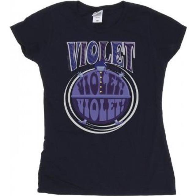 (XXL, Black) Willy Wonka Womens/Ladies Violet Turning Violet Cotton T-Shirt