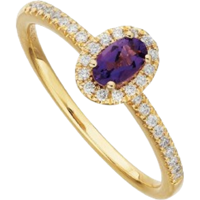 Scrouples Diana Roset 14 Karat Guld Ring Med Diamanter 0,17 Carat H-w/si Og Ametist 713775