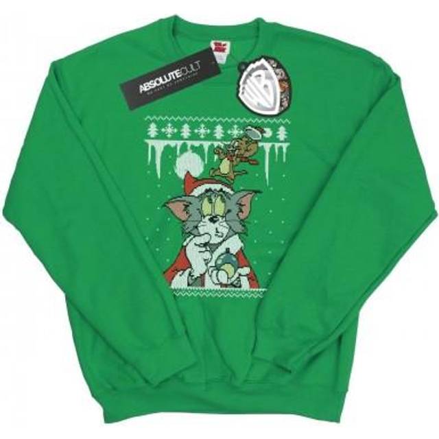 (S, Royal Blue) Tom And Jerry Mens Christmas Fair Isle Sweatshirt