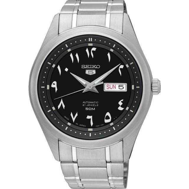 Seiko 5 Stainless Steel Black Arabic Dial Automatic SNKP21 SNKP21J1 SNKP21J Men's Watch