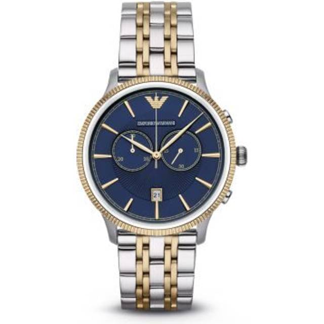 Emporio Armani Classic Men's WatchÃChronograph Blue DialÃ2 Tone BraceletÃAR18147 - Multicoloured