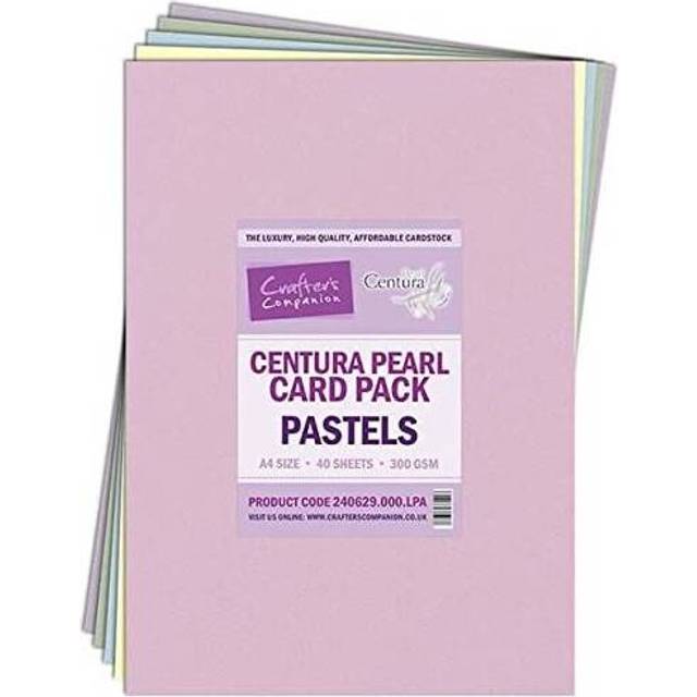 Crafter's Companion A4 40-Piece Centura Pearl Sheet Card Pack, Pastels/Multi-Colour