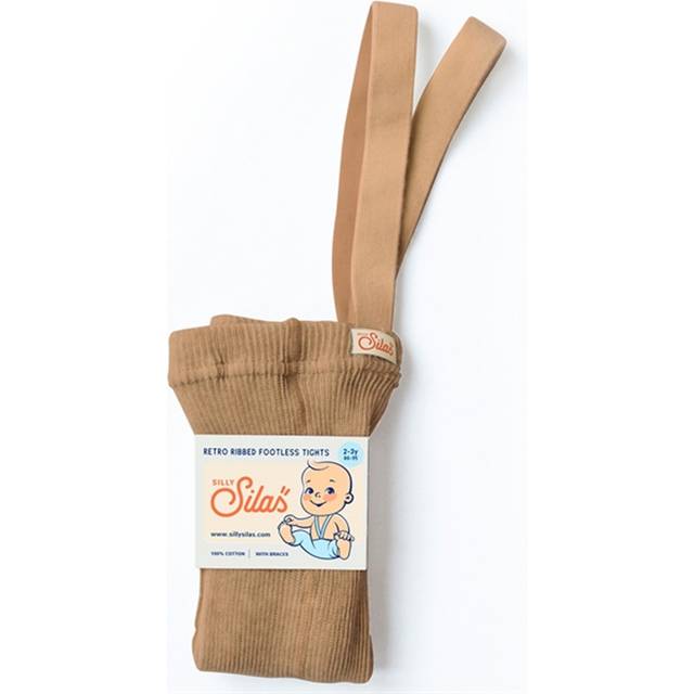 Silly Silas Footless Unisex Rib Tights with Braces (Toffee), 1-2 Years
