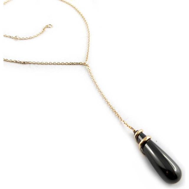 Les Trésors De Lily [E9827] - Gold Plated Necklace 'Unique' Black gold - 30x7 mm black
