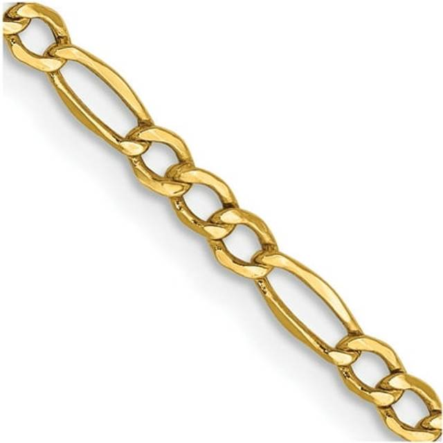 Quality Gold BC120-24 2.5 mm x 24 in. 14K Yellow Gold Semi-Solid Figaro Chain