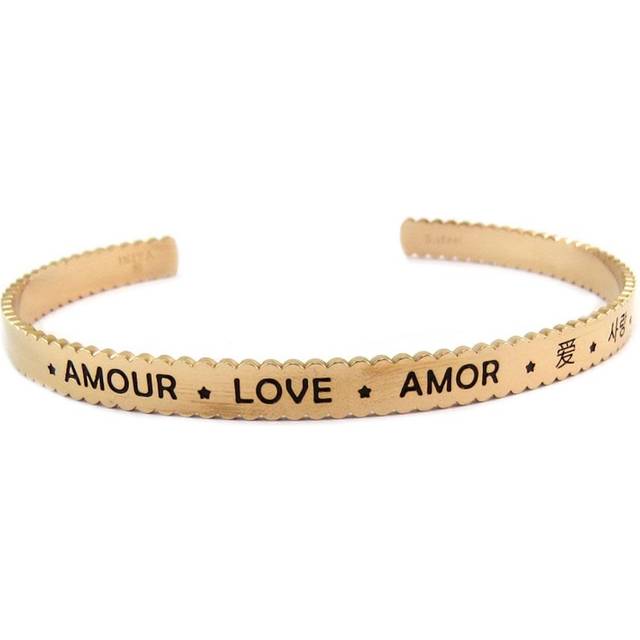 Les Trésors De Lily [P7975] - Stainless steel designer bracelet 'Messages' rose gold (Amour Love Amor . . . . ) - 65 mm 5 mm Rose