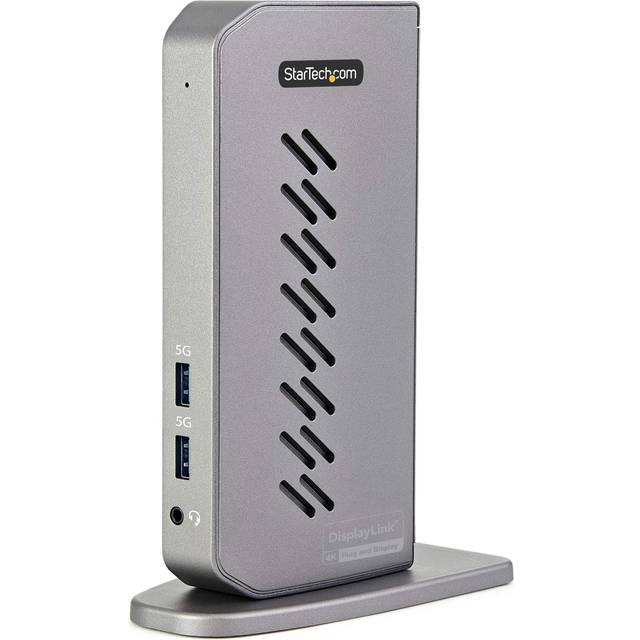 StarTech.com USB-C USB-A-docka – hybrid universell USB 3.0-dockningsstation för USB-C eller USB-A-bärbar dator – dubbel bildskärm 4K 60Hz HDMI/DisplayPort – 6x USB-A, GbE – USB 3.1 Gen 1 – Windows/Mac (DK30A2DHUUE)