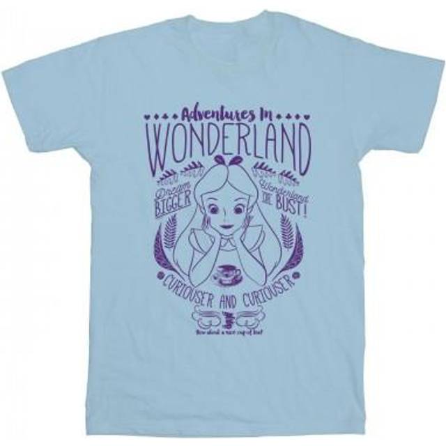 (XL, Baby Blue) Disney Womens/Ladies Alice In Wonderland Adventures In Wonderland Cotton Boyfriend T-Shirt