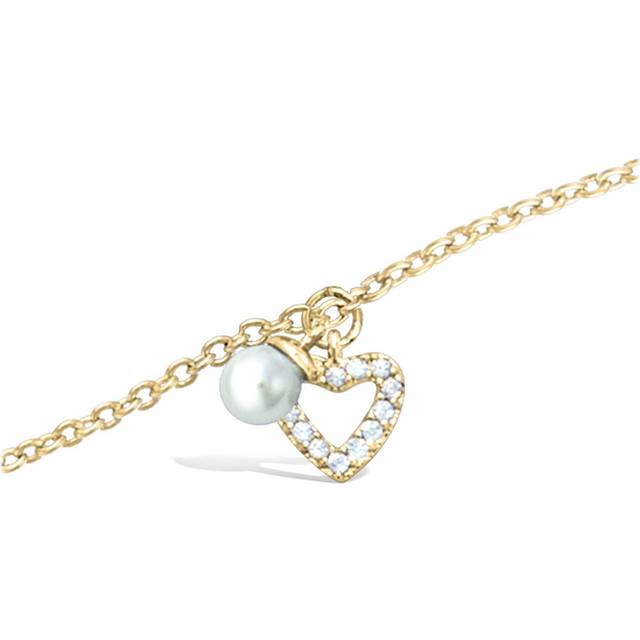 Les Trésors De Lily [Q6848] - Gold Plated Bracelet 'Love' white gold - heart 6x6 mm white
