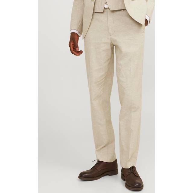 Jack & Jones, Byxor, Herr, M, Linne, Beige Linnebyxor Slim Fit - beige (M)