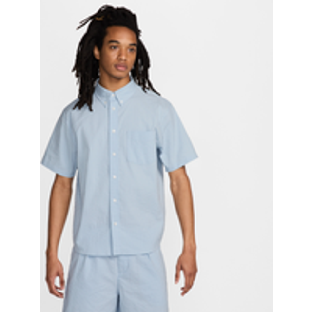 Nike Life Seersucker Short Sleeve Shirt, Blue - M
