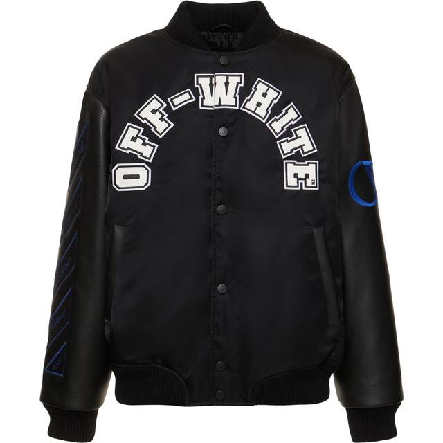 Leather Sleeved BASEBALL LEA Bomber Jacket with Logo Patch size 50 (50)
