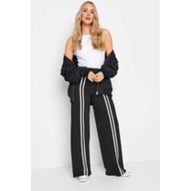 Lts Tall Womens Black & White Front Stripe Wide Leg Trousers Size Long > 22 - Long 22