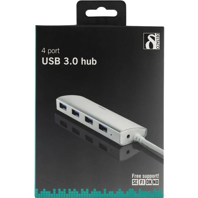 DELTACO USB 3.1-adapter 4 portar Silver